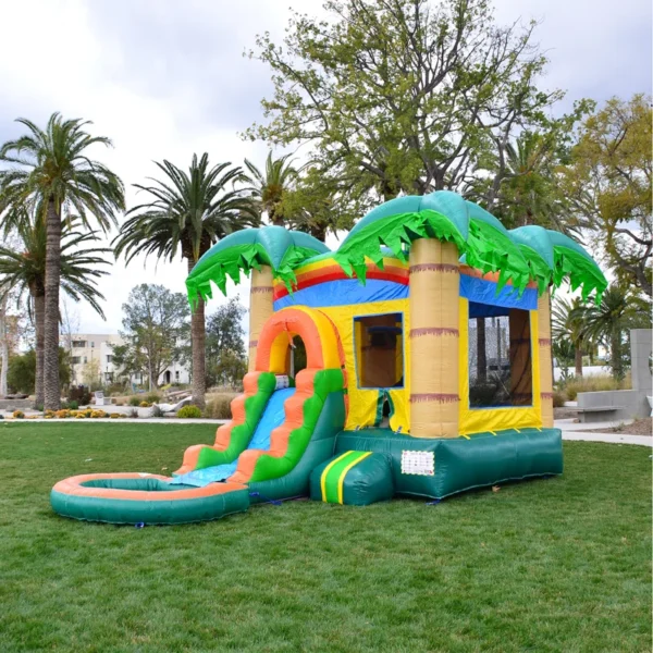 HeroKiddo Tropical Breeze Commercial Grade Bounce House Water Slide with Splash Pool (with Blower)