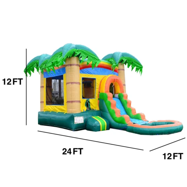 HeroKiddo Tropical Breeze Commercial Grade Bounce House Water Slide with Splash Pool (with Blower) - Image 2