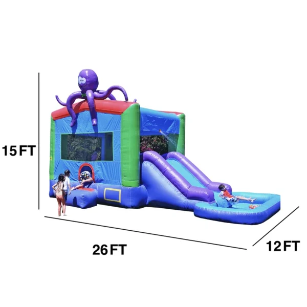Jump Orange Octopus Commercial Grade Bounce House Water Slide with Pool for Kids (with Blower) - Image 2