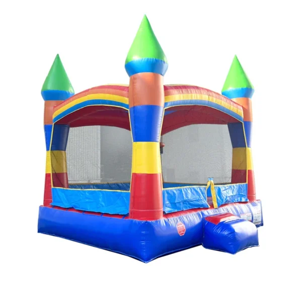 Pogo Bounce House Crossover Inflatable Bounce House, Commercial Grade Party Playhouse Deluxe Rainbow Unit & Blower, For Kids & Toddlers, Backyard Outdoor Jump Fun, w/ Stakes & Storage Bag 13x12x14.5ft