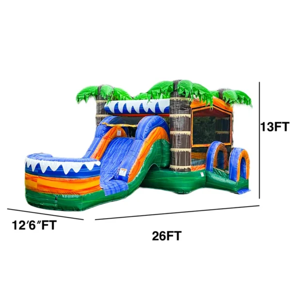 XJUMP Tropical Ocean Commercial Grade Bounce House Water Slide (with Pool and Blower) - Image 2