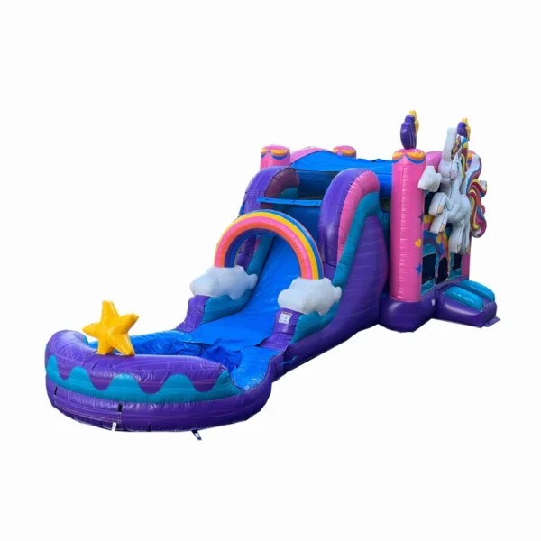 XJUMP Unicorn Inflatable Water Slide Bounce House Combo (with Blower and Pool)